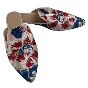 J.CREW - Embroidered Floral Marina Pointed Mules Flats Size 7.5